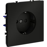 Розетка встраиваемая VOLTUM S70 с заземлением и защитными шторками, 16А, (черный матовый)