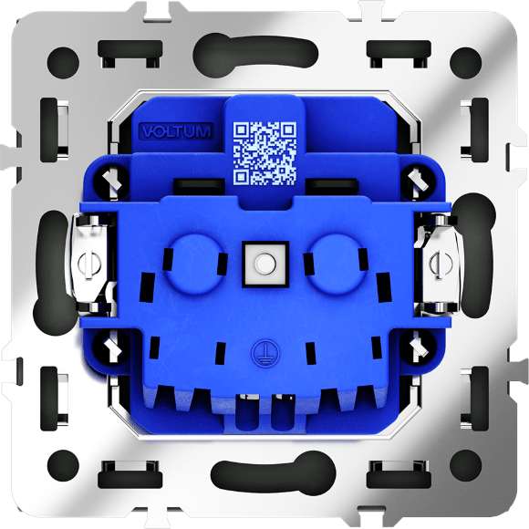 Розетка встраиваемая VOLTUM S70 с заземлением и защитными шторками, 16А, (черный матовый)