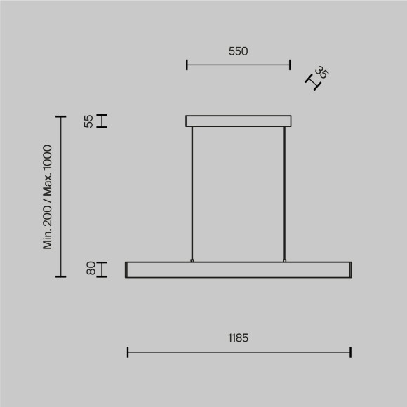 Линейный подвесной светильник Maytoni Step P010PL-L30G4K LED 30Вт 4000K 2200Лм 120° CRI80 золотой матовый металлический корпус, макс. высота 1185 мм, двойной свет (вниз основной + вверх)