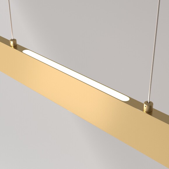 Линейный подвесной светильник Maytoni Step P010PL-L30G4K LED 30Вт 4000K 2200Лм 120° CRI80 золотой матовый металлический корпус, макс. высота 1185 мм, двойной свет (вниз основной + вверх)