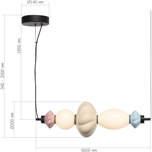 SL6134.423.01 Светильник подвесной ST-Luce черный/синий, желтый, розовый, опаловый LED 1*18W 3000K FLORENTINI