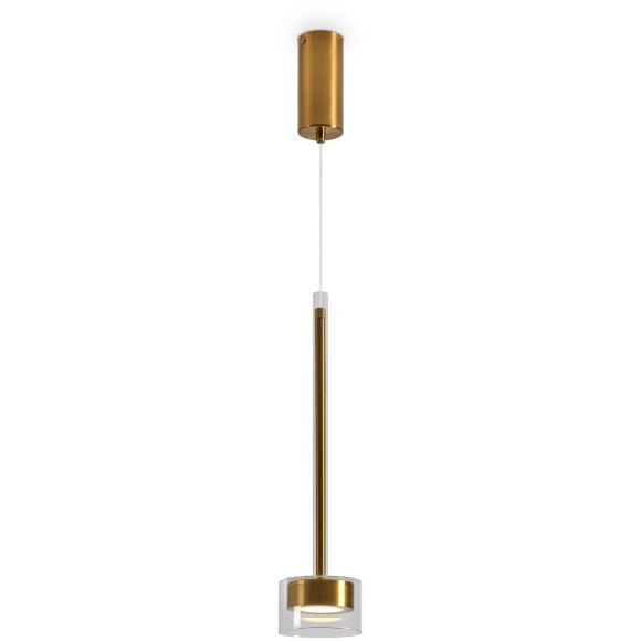 Freya Herb FR5633PL-L6BS Дизайнерский подвесной светильник в стиле модерн и ар-деко, LED 6 Вт, 3000К, CRI 80, 250 лм, 120°, 220V, диаметр 100 мм, высота 640-2520 мм, металл цвета латунь, плафон стекло прозрачное