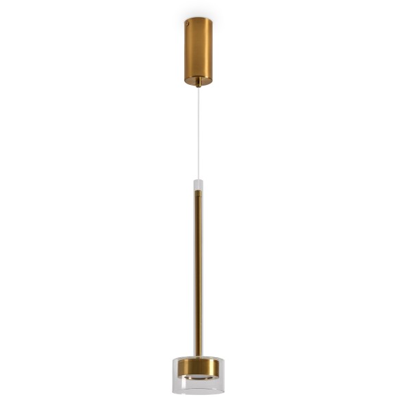 Freya Herb FR5633PL-L6BS Дизайнерский подвесной светильник в стиле модерн и ар-деко, LED 6 Вт, 3000К, CRI 80, 250 лм, 120°, 220V, диаметр 100 мм, высота 640-2520 мм, металл цвета латунь, плафон стекло прозрачное