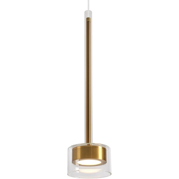 Freya Herb FR5633PL-L6BS Дизайнерский подвесной светильник в стиле модерн и ар-деко, LED 6 Вт, 3000К, CRI 80, 250 лм, 120°, 220V, диаметр 100 мм, высота 640-2520 мм, металл цвета латунь, плафон стекло прозрачное