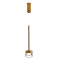 Freya Herb FR5633PL-L6BS Дизайнерский подвесной светильник в стиле модерн и ар-деко, LED 6 Вт, 3000К, CRI 80, 250 лм, 120°, 220V, диаметр 100 мм, высота 640-2520 мм, металл цвета латунь, плафон стекло прозрачное
