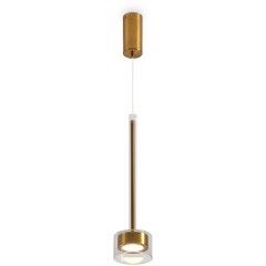 Freya Herb FR5633PL-L6BS Дизайнерский подвесной светильник в стиле модерн и ар-деко, LED 6 Вт, 3000К, CRI 80, 250 лм, 120°, 220V, диаметр 100 мм, высота 640-2520 мм, металл цвета латунь, плафон стекло прозрачное