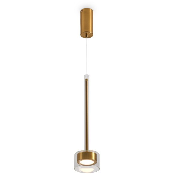 Freya Herb FR5633PL-L6BS Дизайнерский подвесной светильник в стиле модерн и ар-деко, LED 6 Вт, 3000К, CRI 80, 250 лм, 120°, 220V, диаметр 100 мм, высота 640-2520 мм, металл цвета латунь, плафон стекло прозрачное