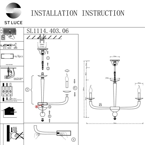 SL1114.403.06 Люстра подвесная ST-Luce Черный E14 6*40W FORTEZA