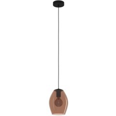 390159 EGLO ESTANYS 1 (Эстанис 1) подвесной светильник E27 1 x 40 Вт, черный, коричнево-прозрачное стекло, Ø190 мм, H1500 мм, IP20