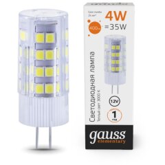 10714 Лампа Gauss Elementary G4 12V 4W 400lm 3000K керамика LED 1/10/200 10714 Лампа Gauss Elementary G4 12V 4W 400lm 3000K керамика LED 1/10/200