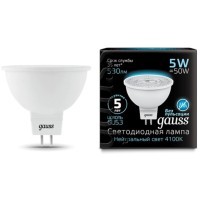 101505205 Лампа Gauss LED MR16 GU5.3 5W 530lm 4100K 1/10/100