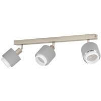 901047 Спот BELLIZZI, 3x7,5W (E27), L430, B90, H185, сталь, матовый никель / текстиль, серый, белый