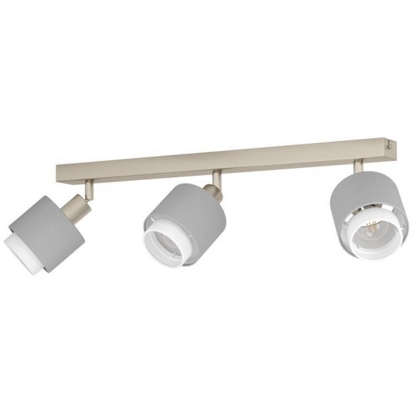 901047 Спот BELLIZZI, 3x7,5W (E27), L430, B90, H185, сталь, матовый никель / текстиль, серый, белый