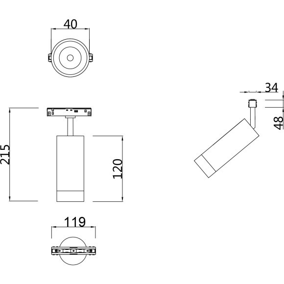 TR019-2-7W3K-B Трековый магнитный светодиодный светильник Maytoni Gravity CRI90+ 3000К 450Лм 24° 7Вт