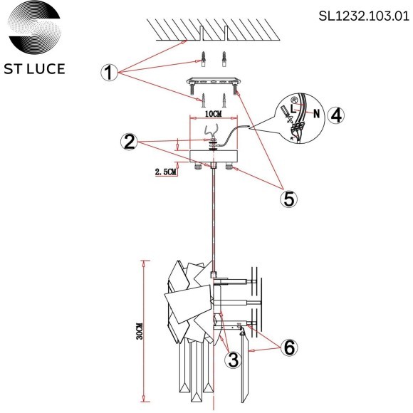 SL1232.103.01 Подвес ST-Luce Хром/Прозрачный, Хром E14 1*60W CASERTA SL1232.103.01 Подвес ST-Luce Хром/Прозрачный, Хром E14 1*60W CASERTA