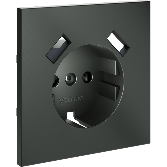 Накладка для розетки с заземлением и защитными шторками, с USB A+A, S70 (титан)