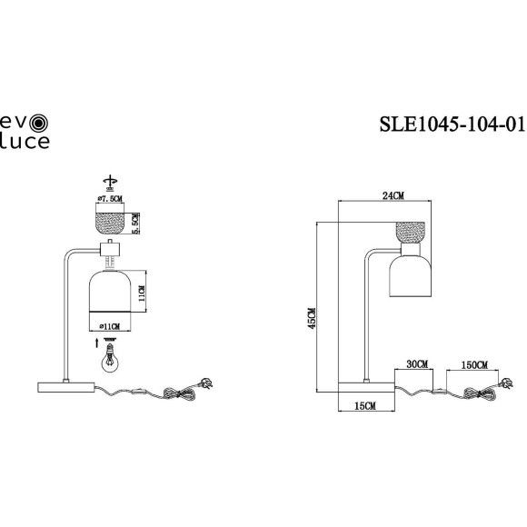 SLE1045-104-01 Прикроватная лампа Хром/Белый,  Дымчатый E14 1*40W VENTO