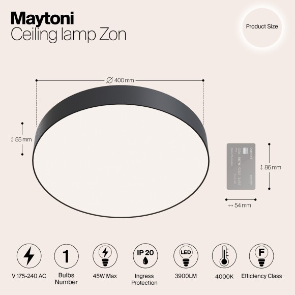 Накладной потолочный светильник Maytoni C032CL-L48B4K Zon светодиодный LED 45W Накладной потолочный светильник Maytoni C032CL-L48B4K Zon светодиодный LED 45W