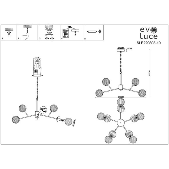SLE220803-10 Светильник подвесной Латунь/Прозрачный E14 10*40W ANDRIA