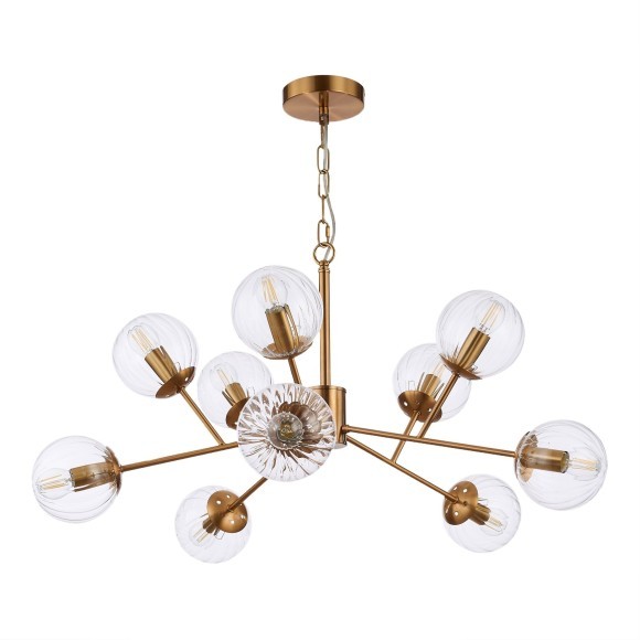 SLE220803-10 Светильник подвесной Латунь/Прозрачный E14 10*40W ANDRIA