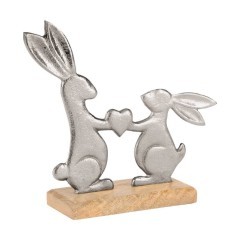 427366 Фигурка Зайцы AMOATSY L235, B70, H210 алюминий, дерево манго, серебряный, натуральный 427366 Фигурка Зайцы AMOATSY L235, B70, H210 алюминий, дерево манго, серебряный, натуральный