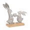427366 Фигурка Зайцы AMOATSY L235, B70, H210 алюминий, дерево манго, серебряный, натуральный