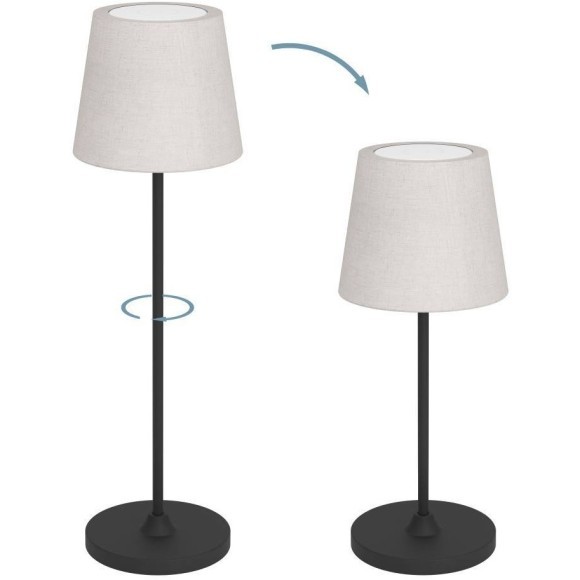 75937 Аккум. настольн лампа сенсорн., димм. LEONERO, H340, 3,8W(LED), 2400K, 3000K, 4000K, 300lm, сталь, черный/текстиль, бежевый