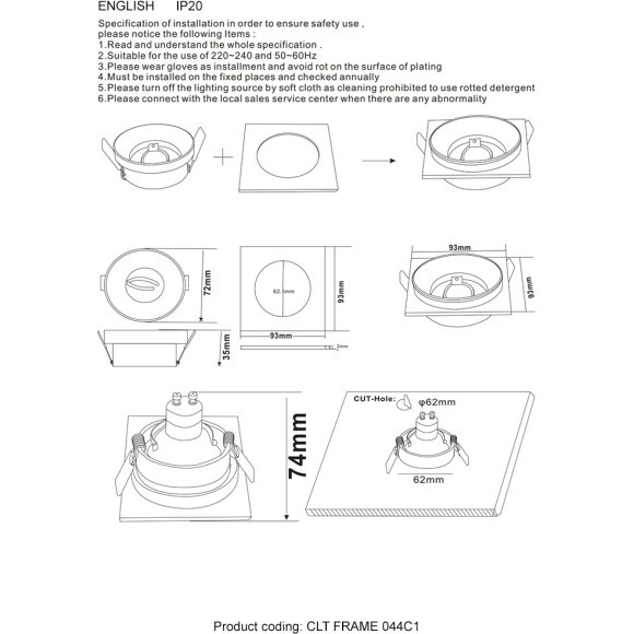 Декоративная рамка Crystal Lux CLT FRAME 044C1 GO