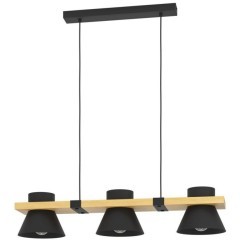 43956 Люстра MACCLES, 3X15W (E27), L780, B180, H1100, сталь, дерево, черный, коричневый 43956 Люстра MACCLES, 3X15W (E27), L780, B180, H1100, сталь, дерево, черный, коричневый