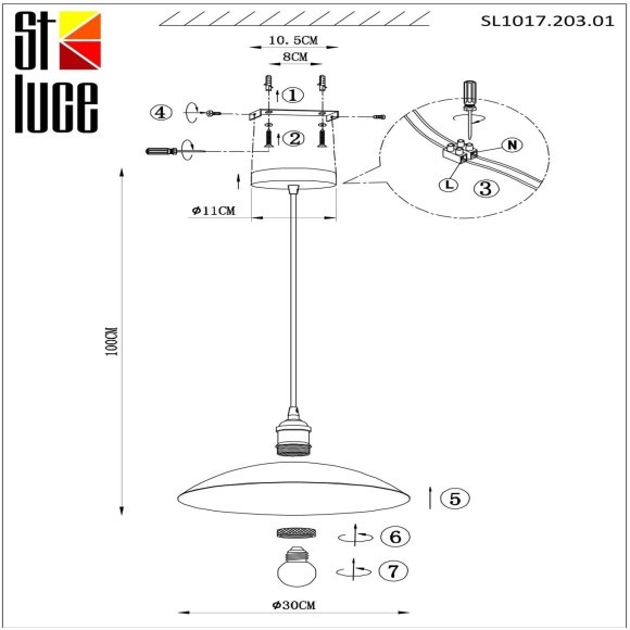SL1017.203.01 Светильник подвесной ST-Luce Черный/Золотистый E27 1*60W ROMO