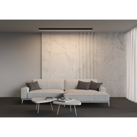 Maytoni LL311032 Накладной линейный современный профильный светодиодный светильник 200 см, черный алюминий, белый матовый рассеиватель, LED 40Вт 4000K 2400Лм CIR90 120° IP33 220V, блок питания 220-24V в комплекте