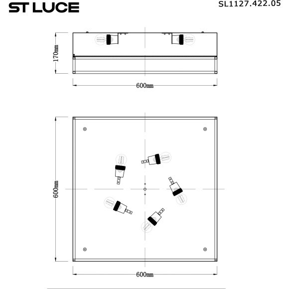 SL1127.422.05 Светильник потолочный ST-Luce Черный, Матовое золото/Белый E27 5*40W CHODO