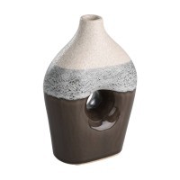 421516 Ваза керамическая IWATE, L120, B70, H180, керамика, бежевый, черный