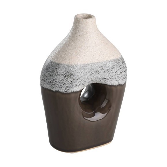 421516 Ваза керамическая IWATE, L120, B70, H180, керамика, бежевый, черный 421516 Ваза керамическая IWATE, L120, B70, H180, керамика, бежевый, черный