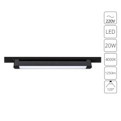 Однофазный двужильный светодиодный трековый светильник Arte Lamp A4574PL-1BK LINEETTA 4000К 1250Лм CRI90+ 120° 20Вт