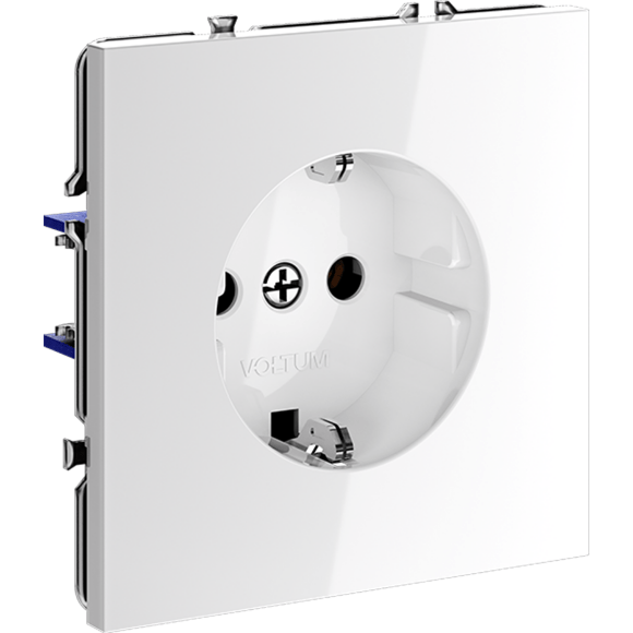 Розетка встраиваемая VOLTUM S70 с заземлением 16А, (белый глянцевый)