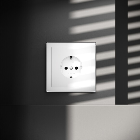 Розетка встраиваемая VOLTUM S70 с заземлением 16А, (белый глянцевый)