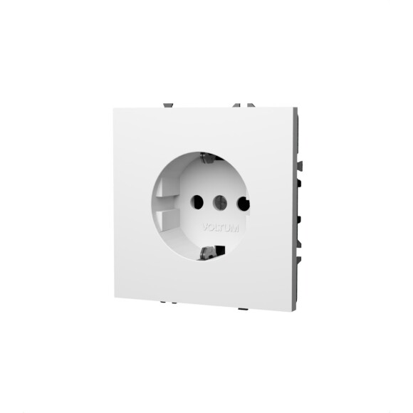 Розетка встраиваемая VOLTUM S70 с заземлением 16А, (белый глянцевый)