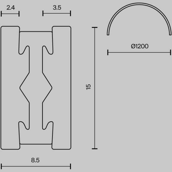 Шинопровод накладной/подвесной Technical TRX154-2SR-D1200-BS
