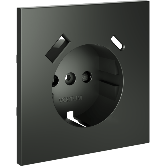 Накладка для розетки с заземлением и защитными шторками, с USB A+C, S70 (титан)