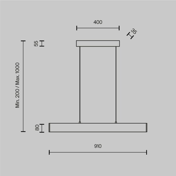 Линейный подвесной светильник Maytoni Step P010PL-L23G3K LED 23Вт 3000K 1600Лм 120° CRI80 золотой матовый металлический корпус, макс. высота 100 см, двойной свет (вниз основной + вверх)