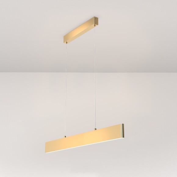 Линейный подвесной светильник Maytoni Step P010PL-L23G3K LED 23Вт 3000K 1600Лм 120° CRI80 золотой матовый металлический корпус, макс. высота 100 см, двойной свет (вниз основной + вверх)