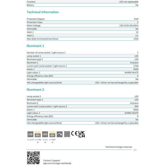 390088 EGLO LANACERA (Ланацера) светодиодное бра 20,4 Вт, 2900 лм, 3000 К, черное с золотым, 300 x 325 мм, IP20