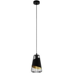 49447 Подвес AUSTELL, 1х60W (E27), Ø165, H1100, сталь, черный/текстиль, черный, золотой