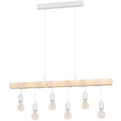 43705 Подвес TOWNSHEND, 6х60W(E27), L1000, B100, H1100, сталь, белый/дерево, коричневый