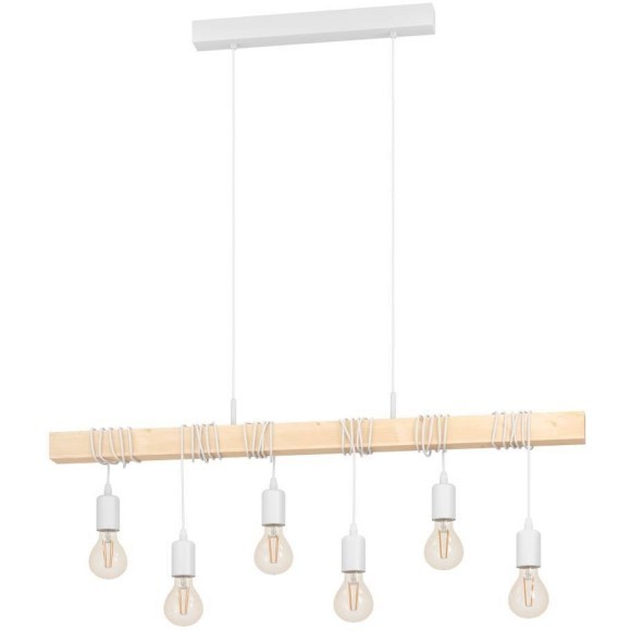 43705 Подвес TOWNSHEND, 6х60W(E27), L1000, B100, H1100, сталь, белый/дерево, коричневый