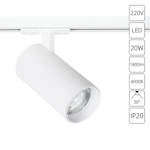 Трековый светильник Arte Lamp BENE A1947PL-1WH