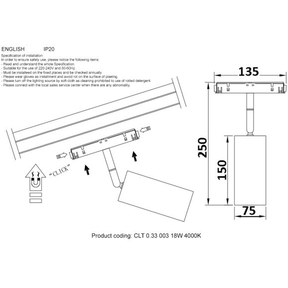 CLT 0.33 003 18W WH 4000K Трековый магнитный светодиодный светильник Crystallux Space 48V CRI90+ 4000К 1500Лм 24° 18W CLT 0.33 003 18W WH 4000K Трековый магнитный светодиодный светильник Crystallux Space 48V CRI90+ 4000К 1500Лм 24° 18W