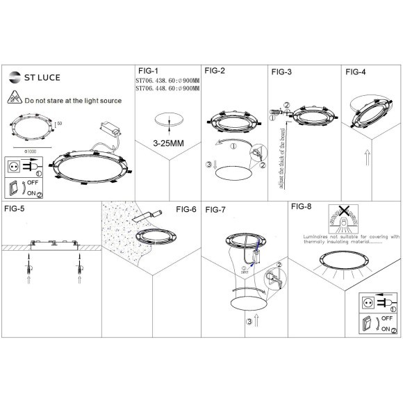 ST706.438.60 Св-к встр. Белый LED 12*5W 3000K 5 400Lm Ra90 38° IP20 D1 000xH50 220-240V Встраиваемые светильники ST706.438.60 Св-к встр. Белый LED 12*5W 3000K 5 400Lm Ra90 38° IP20 D1 000xH50 220-240V Встраиваемые светильники