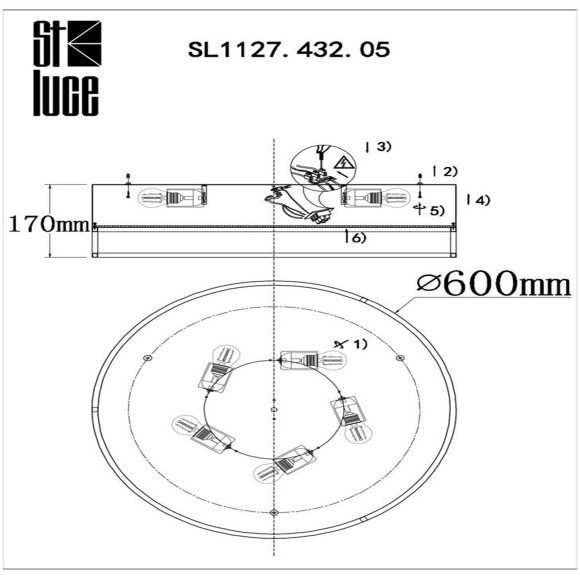 SL1127.432.05 Светильник потолочный ST-Luce Черный, Матовое золото/Белый E27 5*40W CHODO SL1127.432.05 Светильник потолочный ST-Luce Черный, Матовое золото/Белый E27 5*40W CHODO